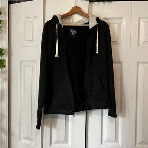 Grey Fluffy Zip- Up Hoodie with Teddy Hood